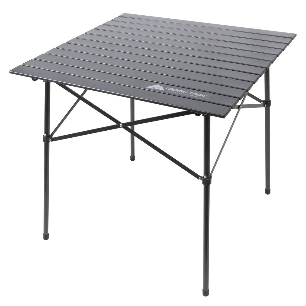 Ozark Trail Roll Top Camping Table, 31" X 31" X 27", Gray