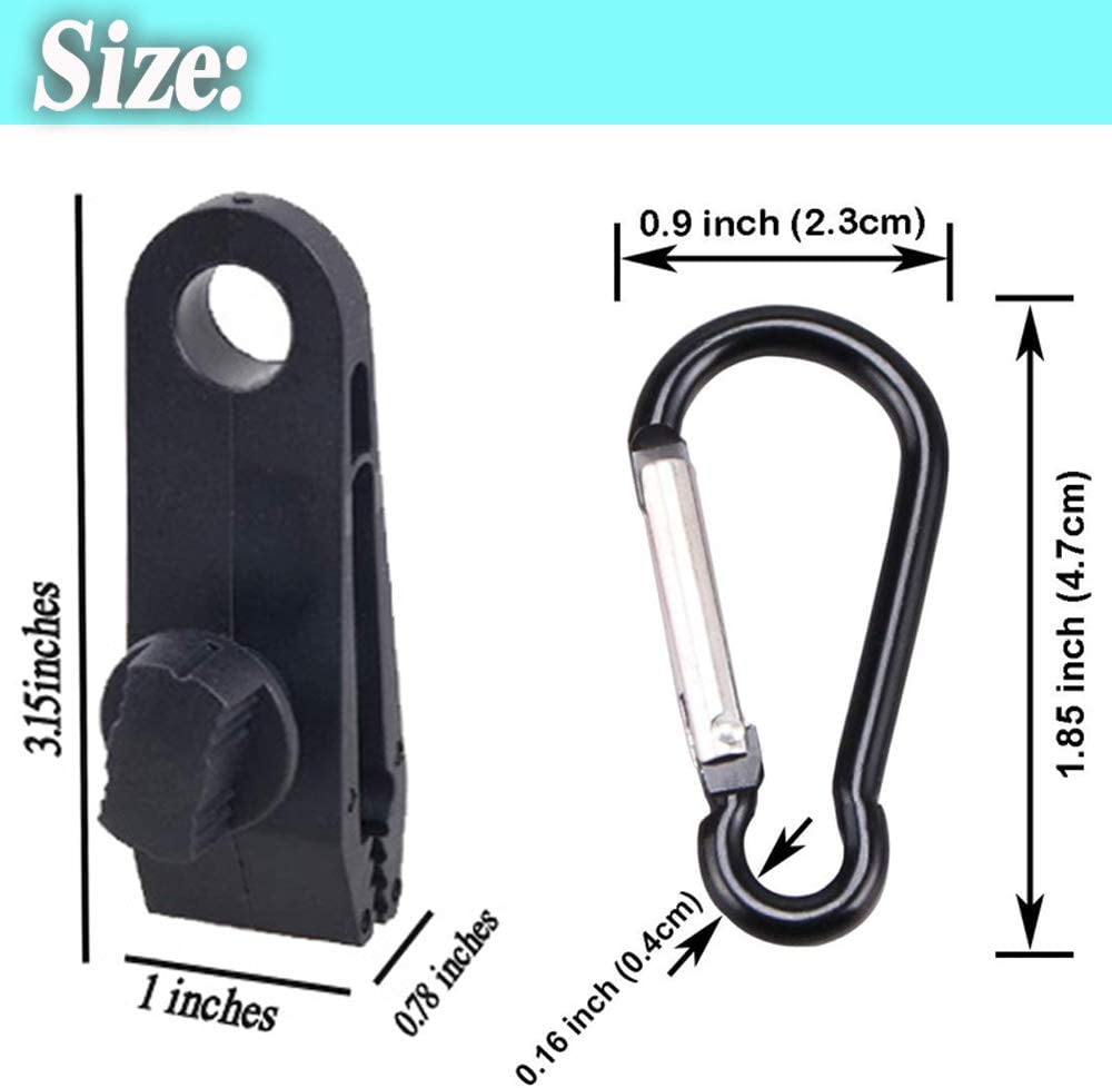 Novemkada Tarp Clips with Carabiner,16/24 Pcs Heavy Duty Lock Grip Thumb Screw Camp Tent Clamp Clip for Awnings, Outdoor Camping, Caravan Canopies, Car Covers, Swimming Pool Covers (24PCS)