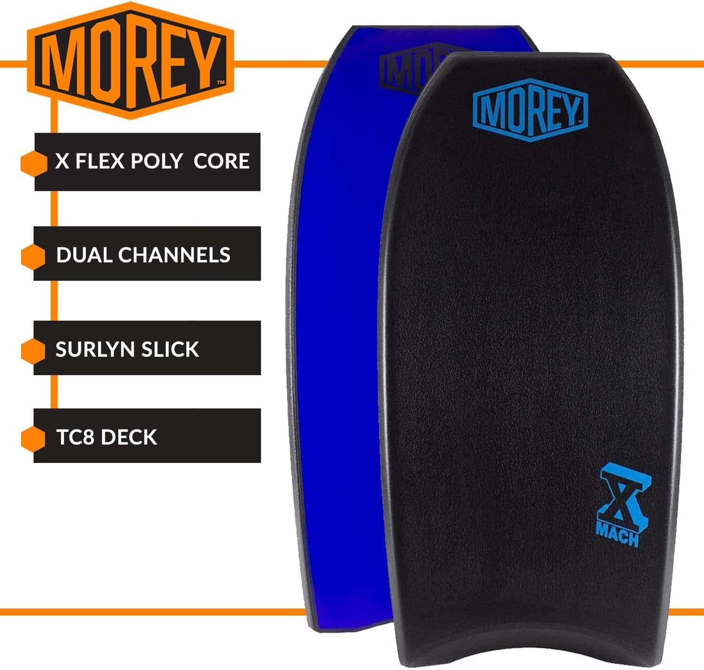 Morey Pro Series Mach 10 | 40 Inch Bodyboard | X-Flex Polypro Core & Mesh | Single Power Rod Stringer | Slick Bulbs & Crescent Tail | Surfboard for Ocean, Sea, River, Pool