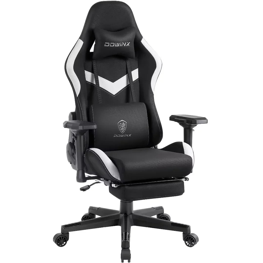 Dowinx Computer Gaming Chair with Pocket Spring Cushion and 4D Armrests for Office,Breathable Fabric High Back Ergonomic Task Chair with Footrest , Massage Lumbar Support Black