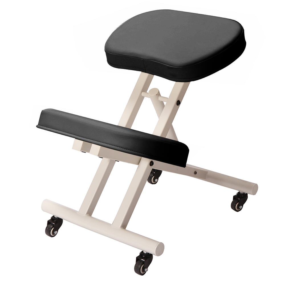 Modern Home Ergonomic Rolling Kneeling Posture Chair - White/Black