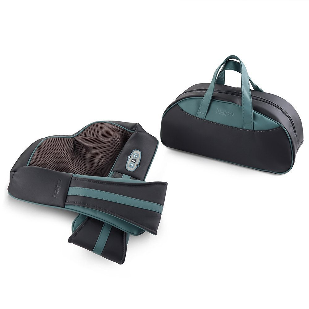 NAIPO Cordless Neck Back Massager with Heat Muscle Pain Relief, Use for Home Car Chair Office, With Bag