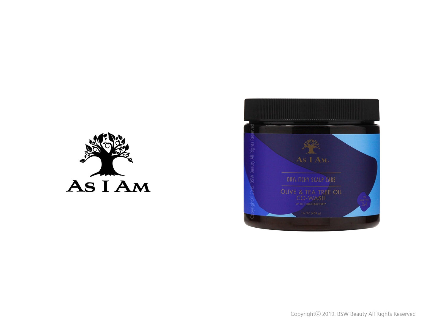 AS I AM DRY & ITCHY SCALP CARE OLIVE & TEA TREE OIL CO-WASH 16oz