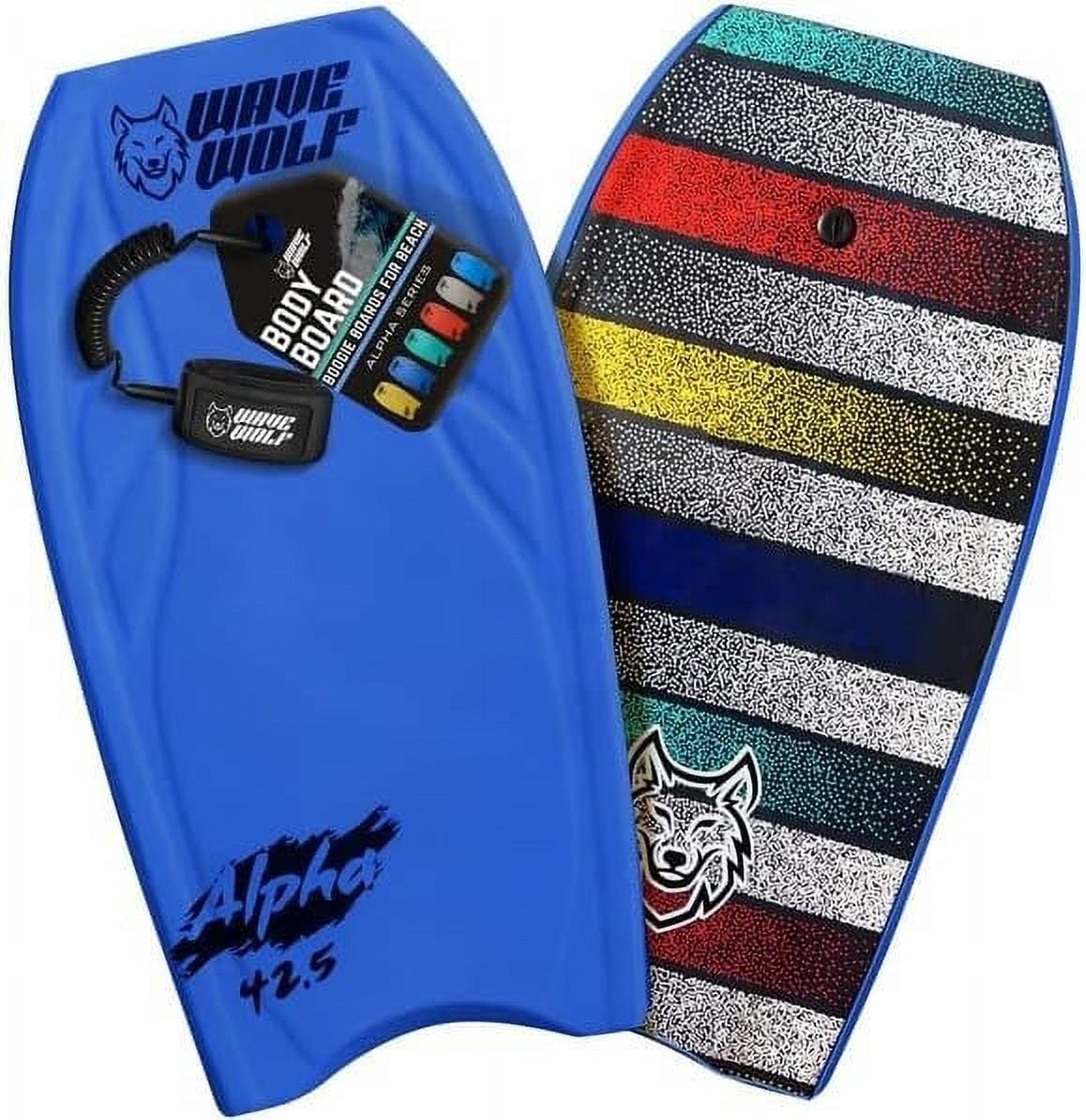 WAVEWOLF 42.5' Hardslick Pro Body Board - Nightshade Blue with Wrist Leash
