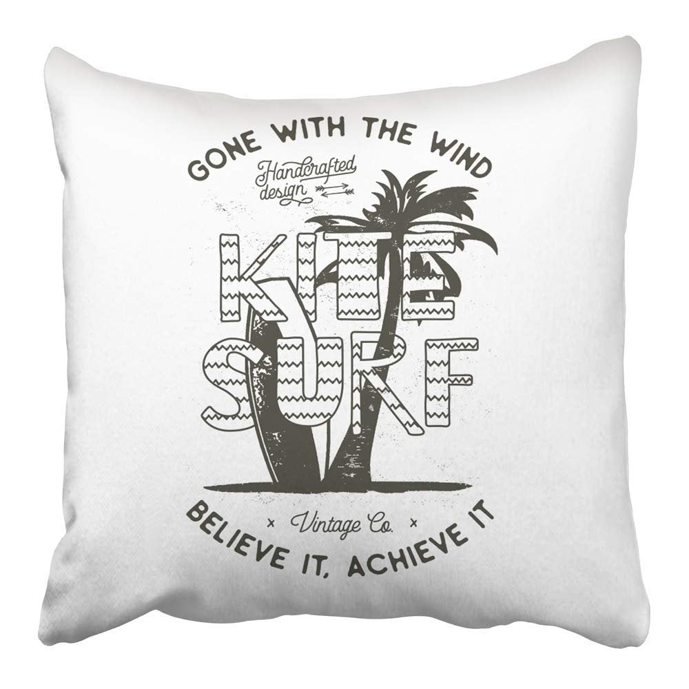 USART Vintage Windsurfing Kitesurfing Tee Graphic Summer Travel with Retro Surfboard Pillowcase Cushion Cover 16X16 Inch