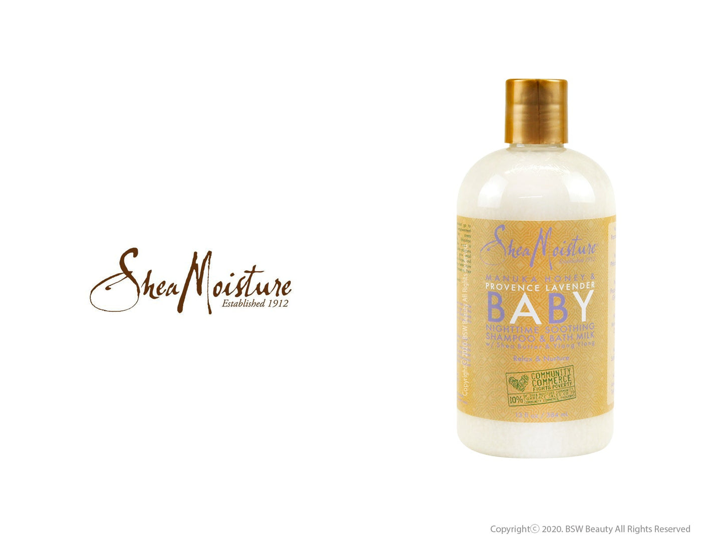 SHEA MOISTURE MANUKA HONEY & PROVENCE LAVENDER BABY NIGHTTIME SOOTHING SHAMPOO & BATH MILK 13oz