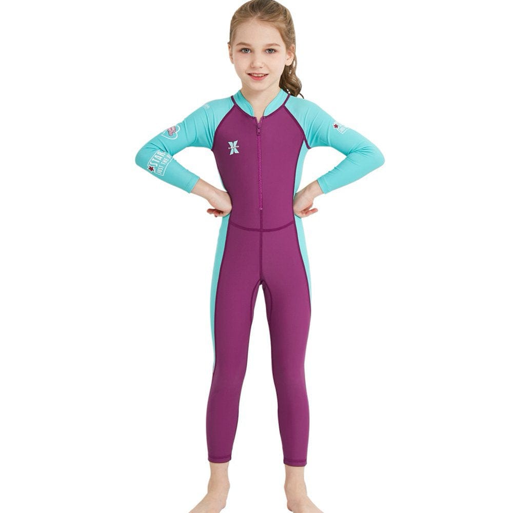 Children'S Long Sleeves Full Body Wetsuit Keep Warm Uv Protection Swimwear for Surfing Snorkelingm Gray S