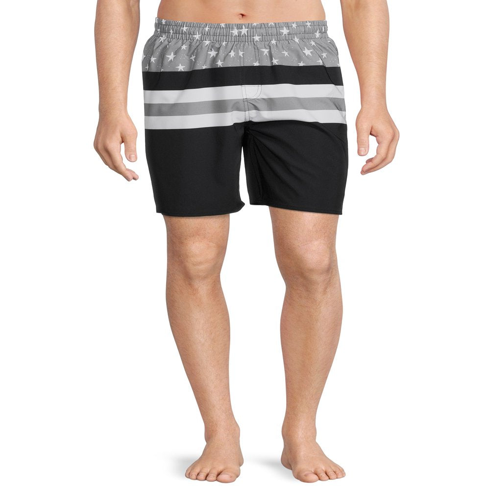 Laguna Men’S 7.5" Stars and Stripes Stretch Swim Trunks, Sizes S-XL