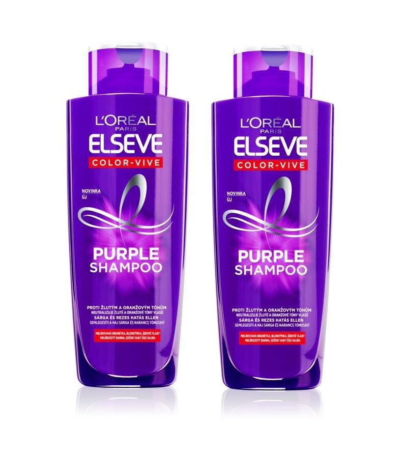 2xPack L'Oréal Paris Elseve Color-Vive Purple Shampoo to Neutralize Yellow Tones - 400 ml