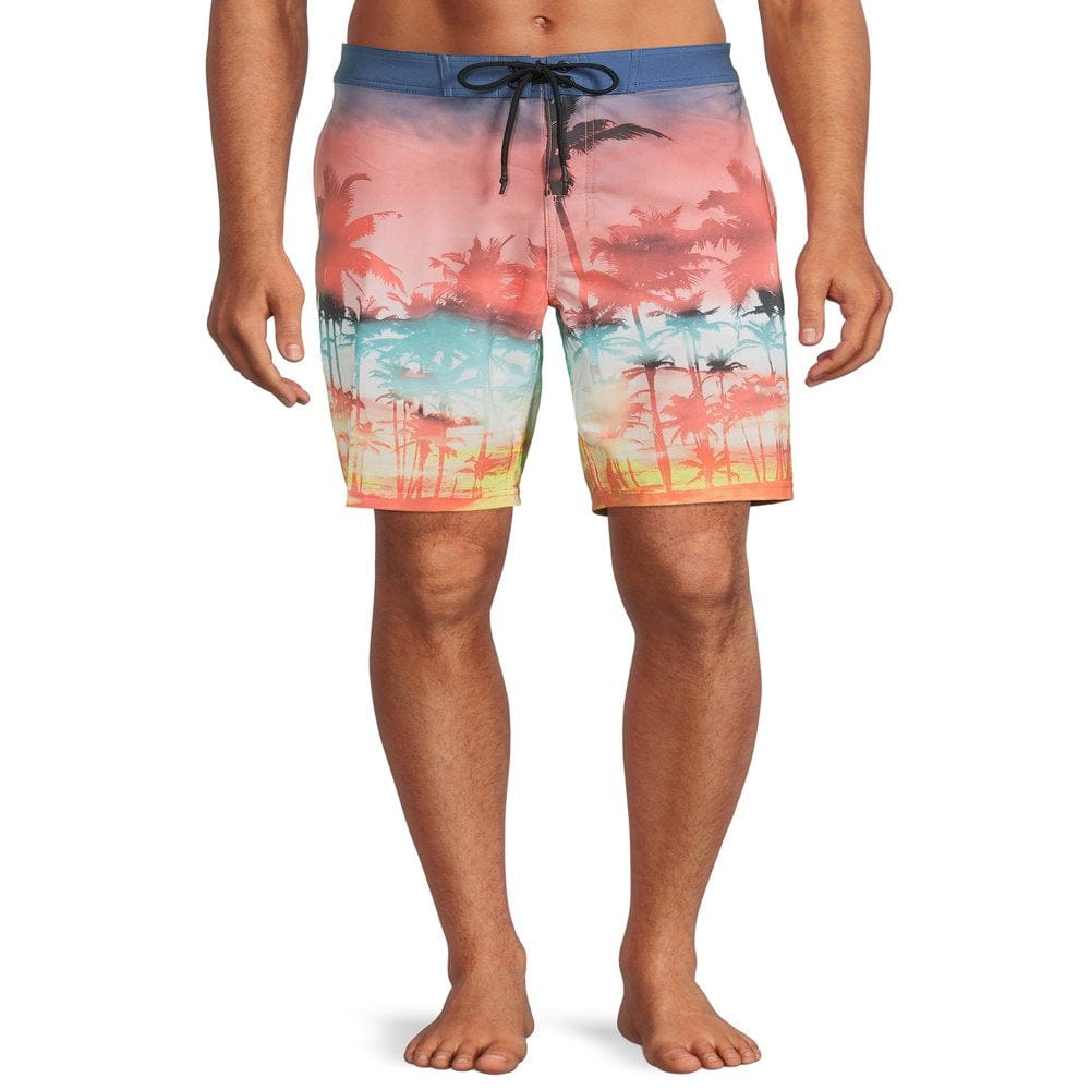 No Boundaries Men'S and Big Men'S 9'' Fixed Waist Swim Trunks, Sizes up to 5XL