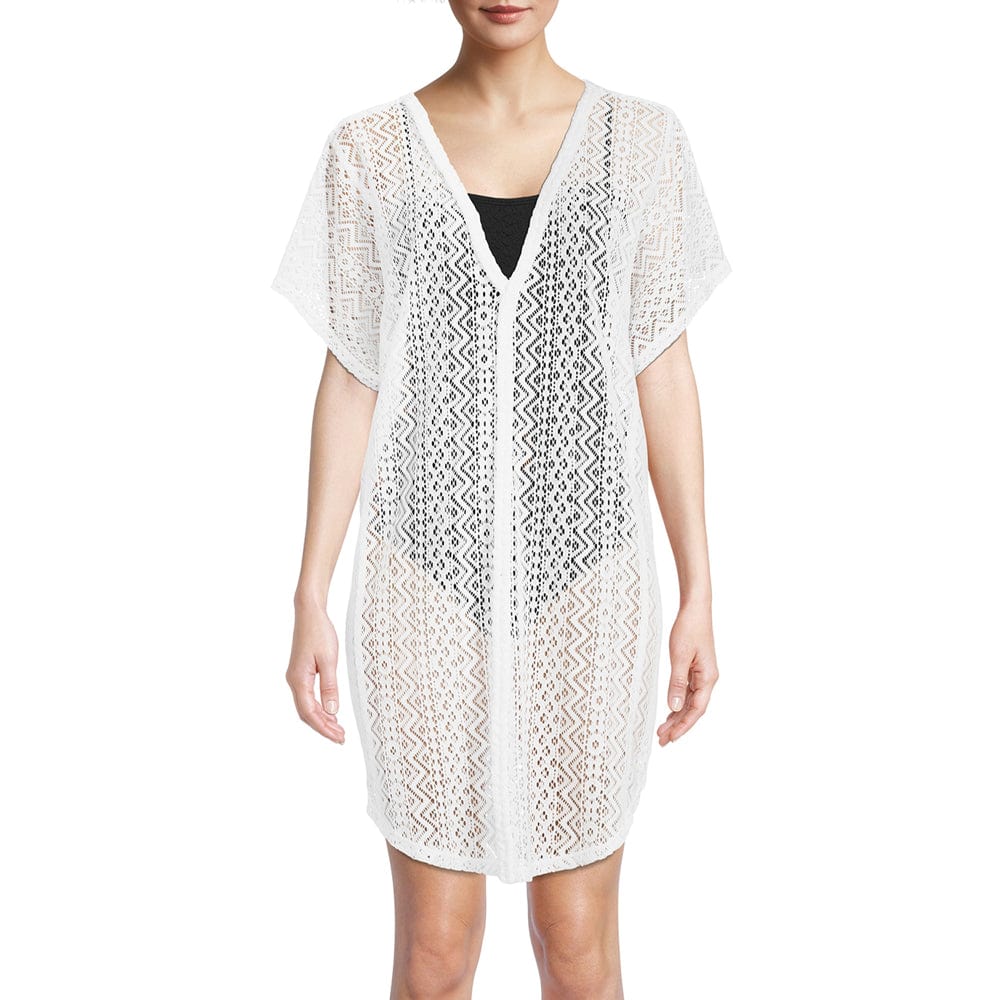 Time and Tru Women'S and Women'S plus V-Neck Wavy Side Shirt Cover Up