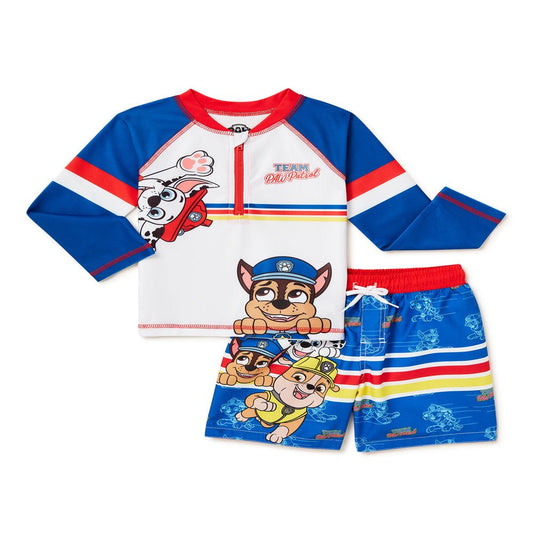Paw Patrol Toddler Boy Rash Guard Swim Set, 2-Piece, Sizes 12M-5T