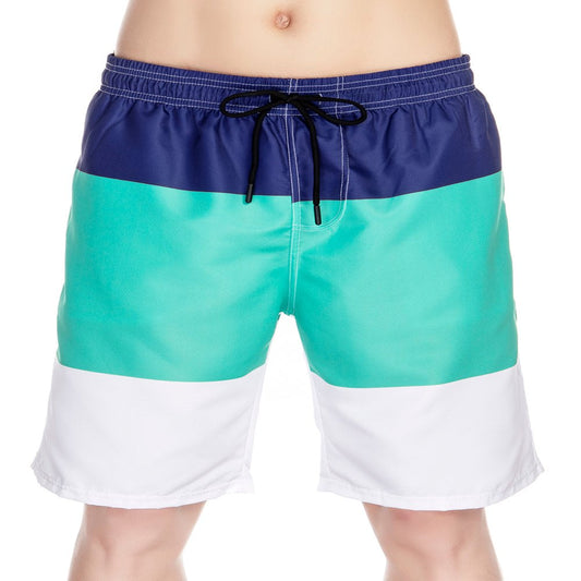 Quick Dry Men Swim Trunks Boardshorts Swimwear Swimsuit Beachwear Surfing Swimming Bathing Suit Colorblock Shorts with Drawstring