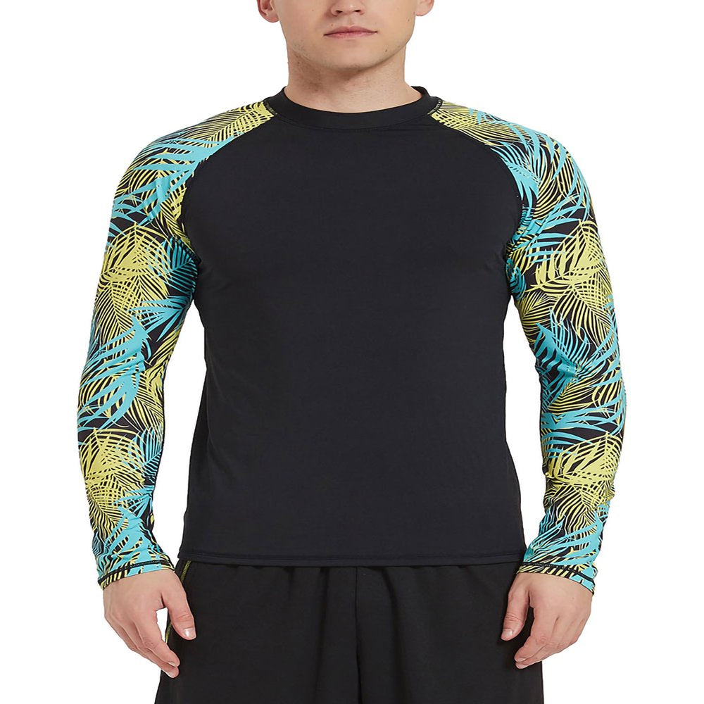 HIMONE Long Sleeve Swim T-Shirt for Men Rash Guard Athletic Tee Skins UPF 50+