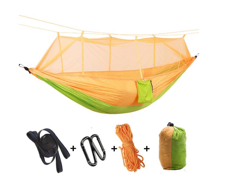 Outdoor Parachute Cloth Hammock Couble with Mosquito Net Light Portable Army Green Insect-proof Camping Aerial Tent - Blue Force Sports