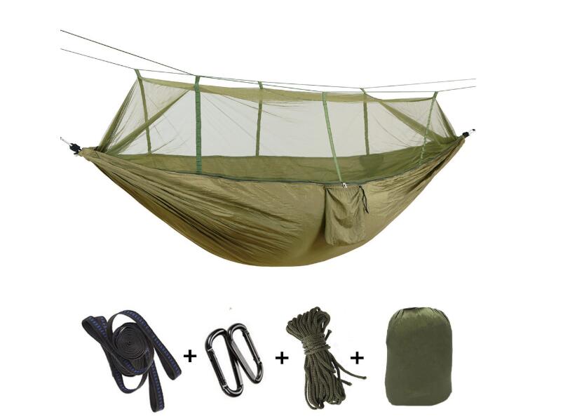 Outdoor Parachute Cloth Hammock Couble with Mosquito Net Light Portable Army Green Insect-proof Camping Aerial Tent - Blue Force Sports