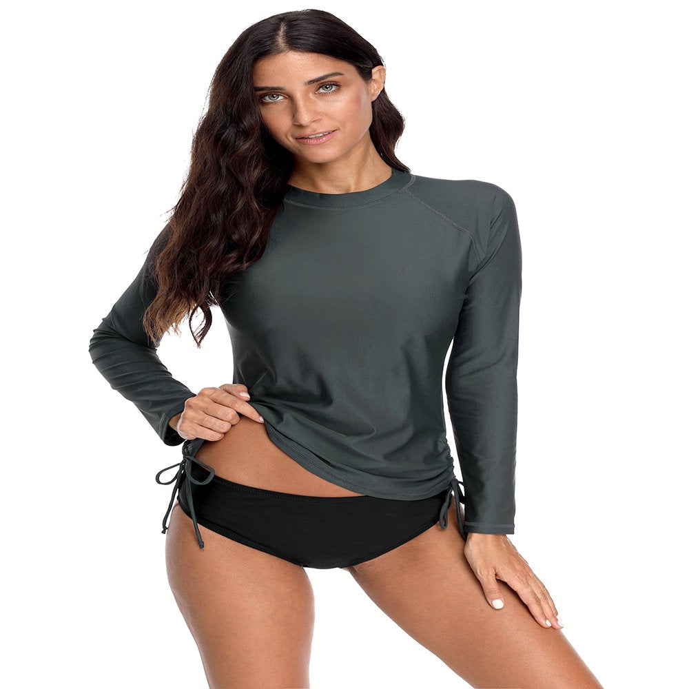 Charmo Rash Guard Women Long Sleeve Rashguard UV Sun Protection Swimwear Banded Swimsuit