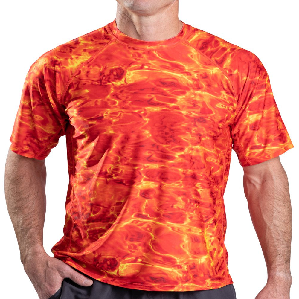 Aqua Design Rash Guard Men: UPF 50+ Short Sleeve Rashguard Swim Shirts for Men: Black Water Size 2X-Large