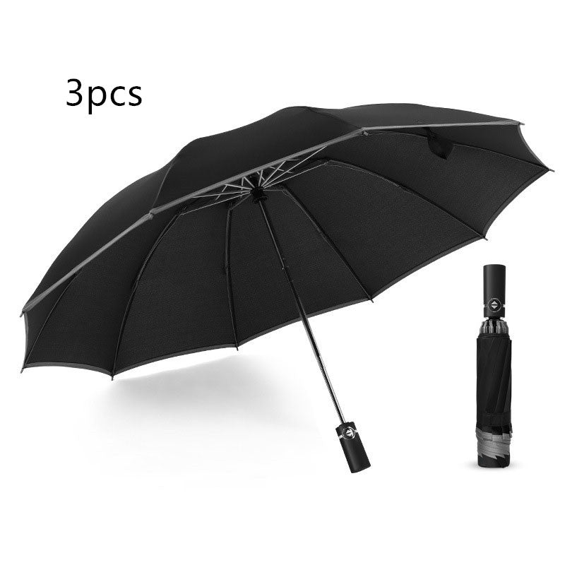 Inverted Umbrella Travel Portable Windproof Folding Umbrella,10Ribs Auto  Close Umbrella,Reflective Stripes For Night Safety - Blue Force Sports