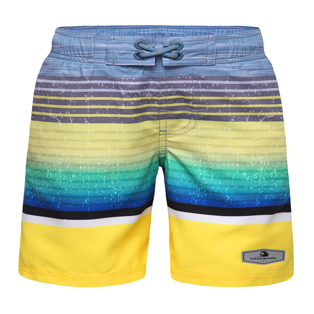 Rokka&Rolla Boys' Stretch Swim Trunks with Mesh Lining, UPF 50+ Sizes 4-18