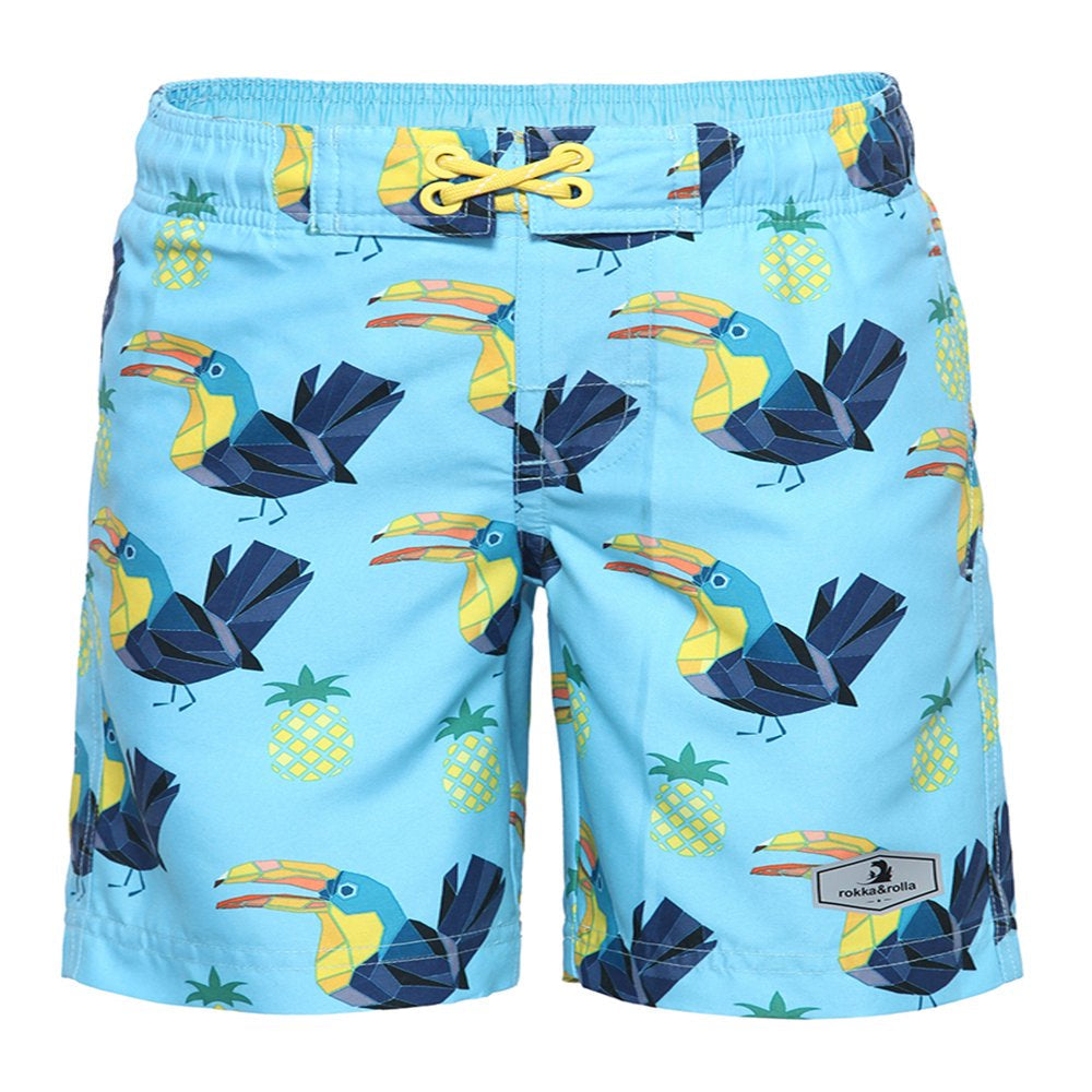 Rokka&Rolla Boys' Stretch Swim Trunks with Mesh Lining, UPF 50+ Sizes 4-18