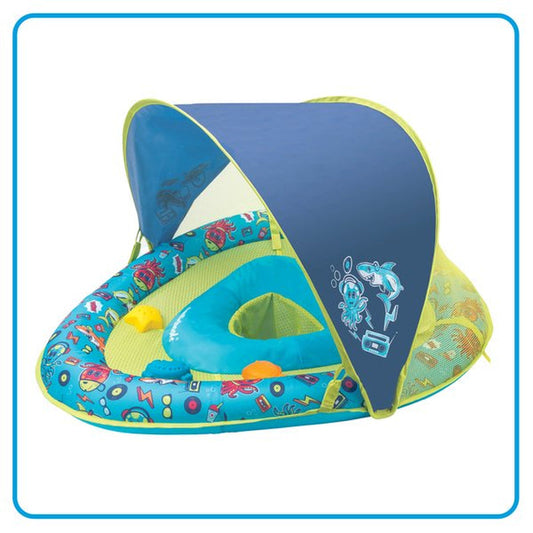 Swim School Unisex Grow-With-Me Baby Boat Pool Toy, Blue Shark and Octopus, for Kids and Toddlers Ages 6-24 Months, 3 Bonus Toys Included!