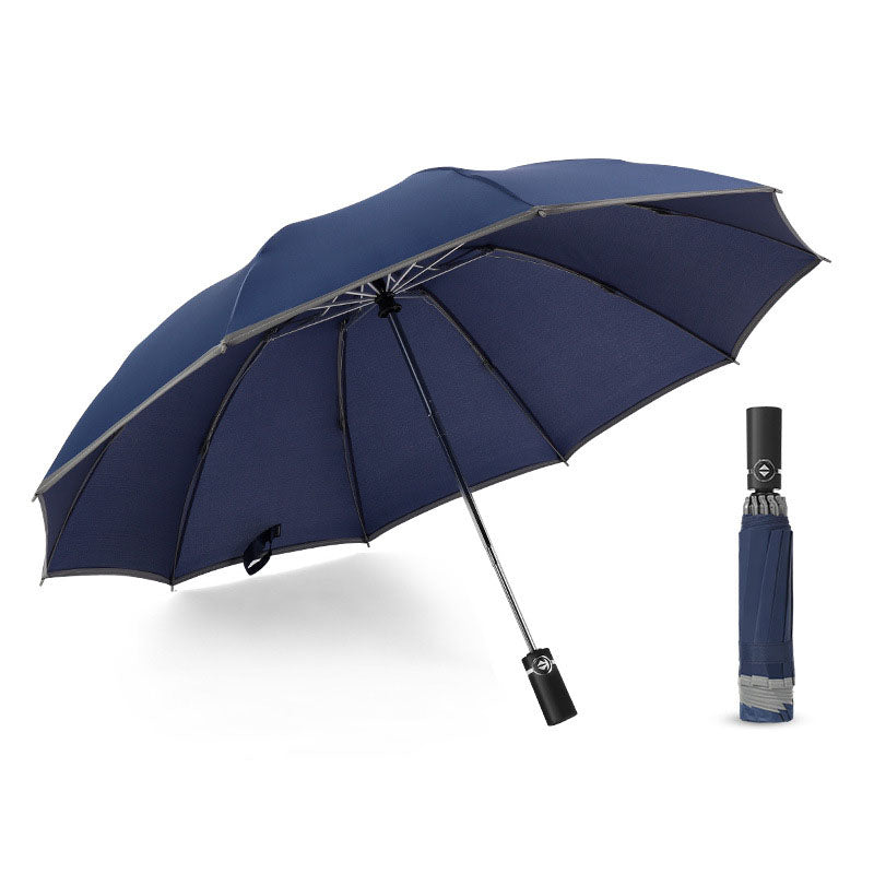 Inverted Umbrella Travel Portable Windproof Folding Umbrella,10Ribs Auto  Close Umbrella,Reflective Stripes For Night Safety - Blue Force Sports