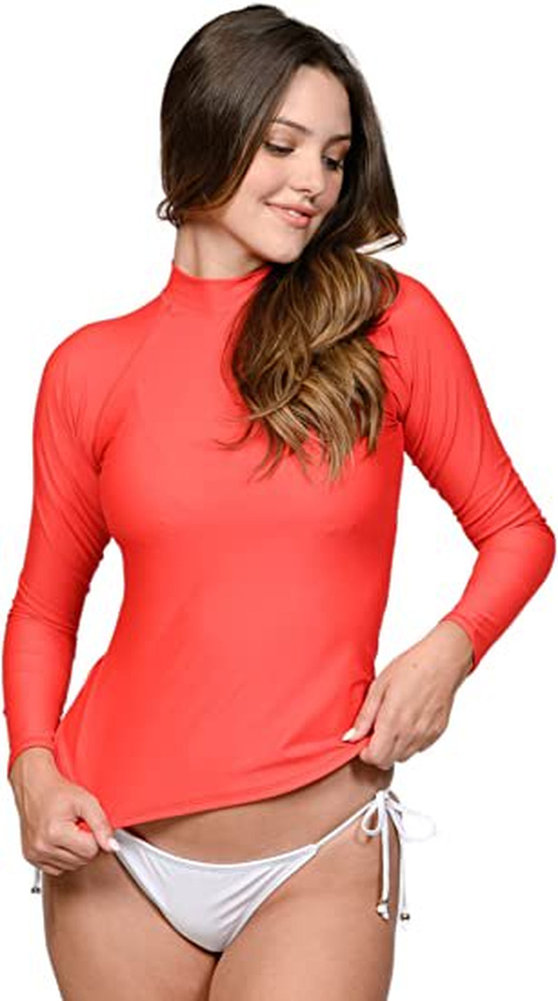 INGEAR Women'S UV Sun Protection Long Sleeve Rash Guard Wetsuit Swimsuit Beach Top Swim, Neon Colors , Stylish Swimwear