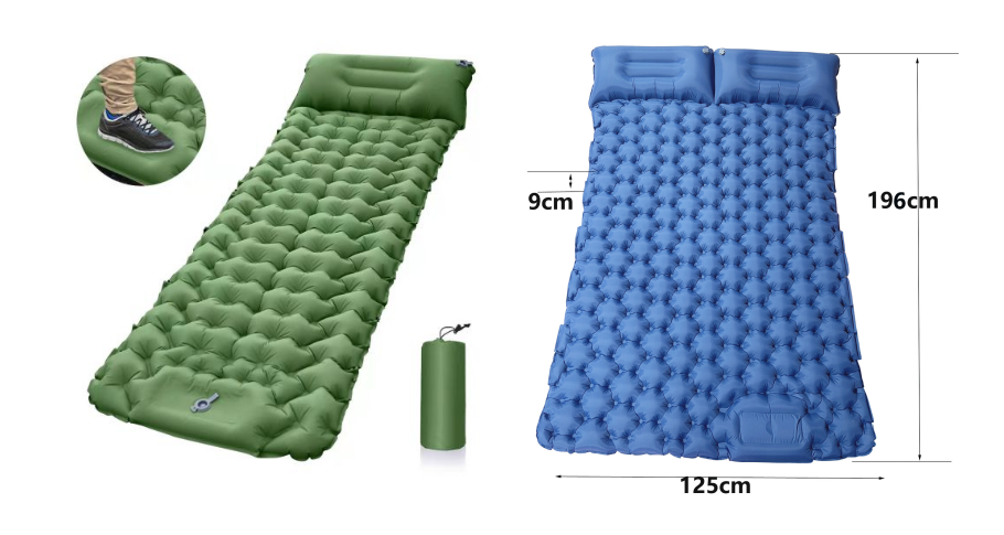 Outdoor Camping Travel Portable Inflatable Cushion Built-in Foot Inflatable - Blue Force Sports