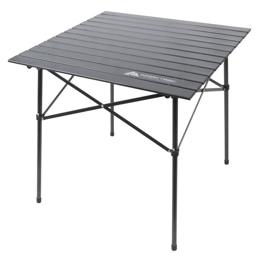Ozark Trail Roll Top Camping Table, 31" X 31" X 27", Gray