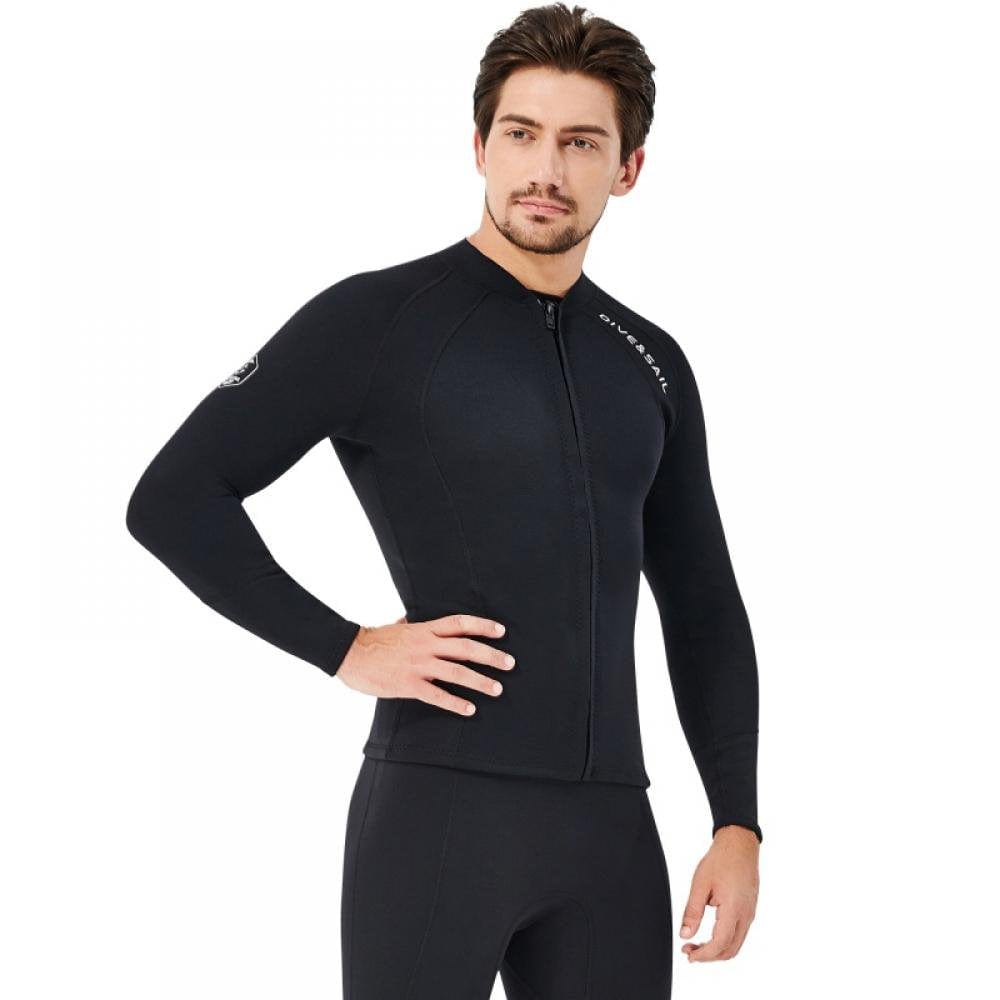 2Mm Professional Men Wetsuit Split Top Thickened Warmth Deep Diving Snorkeling Surfing Suit Swimsuit,Black,Size M