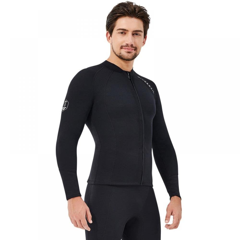 2Mm Professional Men Wetsuit Split Top Thickened Warmth Deep Diving Snorkeling Surfing Suit Swimsuit,Black,Size M