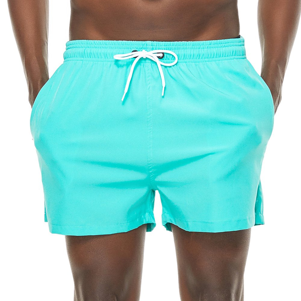 QPNGRP Mens 5 Inch Swim Trunks Stretch Quick Dry Swim Shorts with Zipper Pockets Deepblue 38