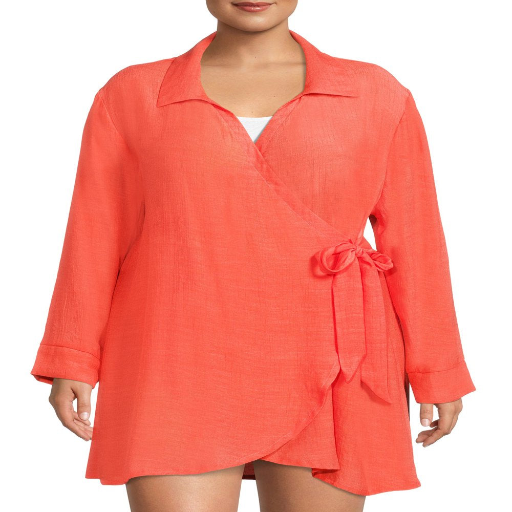 Time and Tru Women'S and Women'S plus Wrap Cover-Up