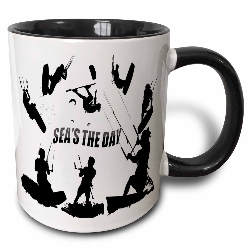 3Drose Seas the Day Kitesurfing Vector - Two Tone Black Mug, 11-Ounce