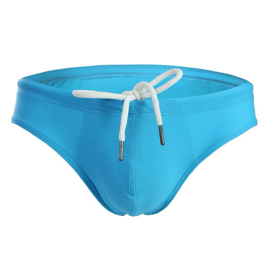 Summer Code Mens Solid Swim Briefs Drawstring Bikini Sport Swimsuit Sky Blue
