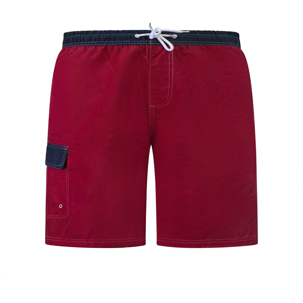 North 15 Big Boy'S Quick Dry Beach Swim Trunks Shorts with Cargo Pokcets-5104B-Blk/Red-14-16