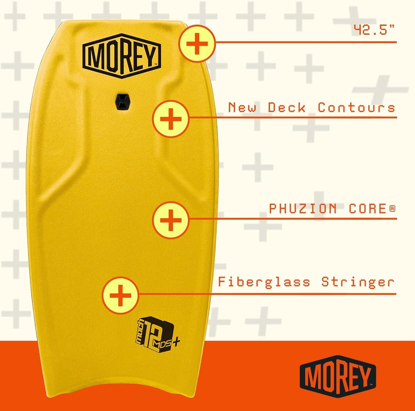 Morey Mach 12 MDS+ 42.5' Bodyboard - Mach Dynamic Speed System -Re-Engineered Version - New Colors