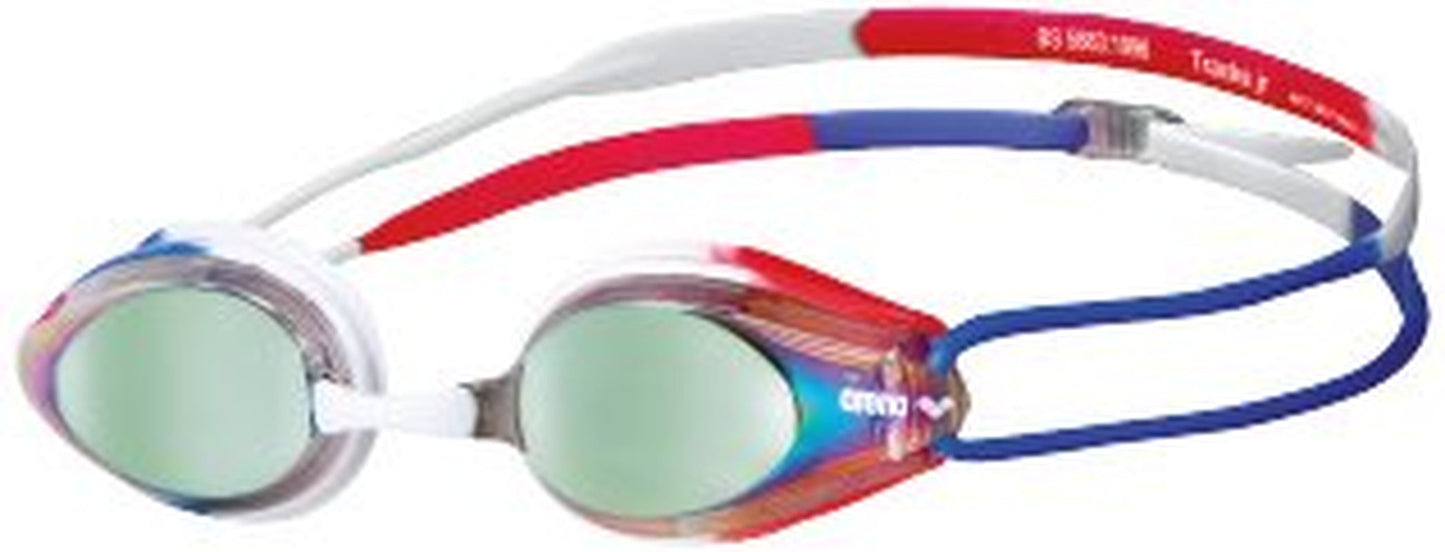 Arena Tracks Mirror Swimming Goggles in Blue-Blue-Green, Adjustable Size