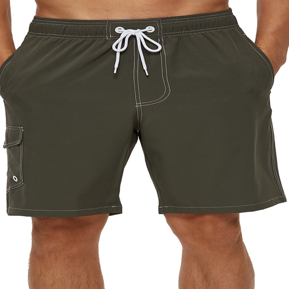 Yukaichen Men'S Quick Dry Swim Trunks Mesh Lining Beach Board Shorts with Pockets Armygreen M