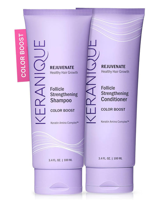 Keranique Color Safe Shampoo and Conditioner - Protect and Extend Color Shampoo and Conditioner for Women with Dry, Fine, Color Treated Hair - Sulfate Free Set for Colored Hair with UV Protection