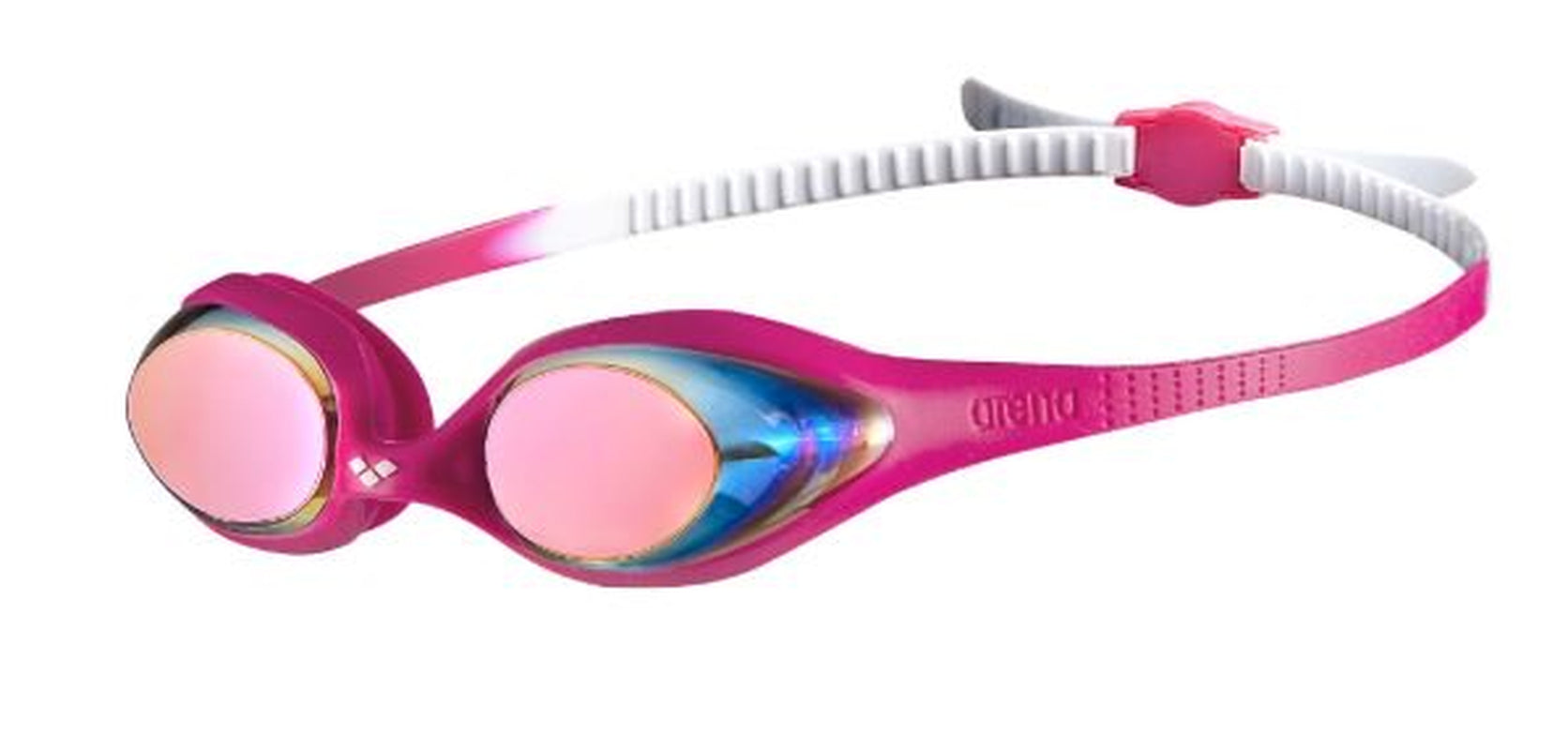 Arena Spider Youth Mirror Swimming Goggles in Blue-Blue-Yellow, Adjustable Size