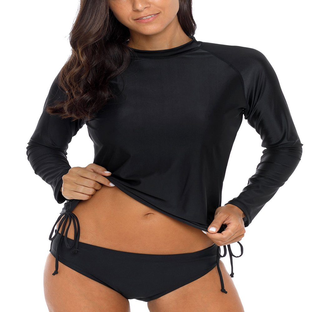 Charmo Rash Guard Women Long Sleeve Rashguard UV Sun Protection Swimwear Banded Swimsuit