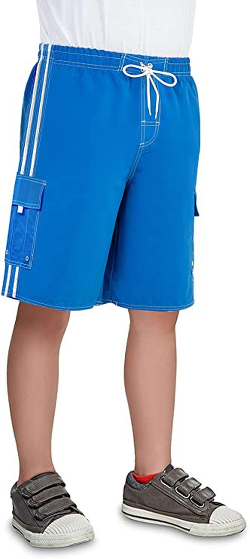 North 15 Big Boy'S Quick Dry Beach Swim Trunks Shorts with Cargo Pokcets-5104B-Blk/Red-14-16