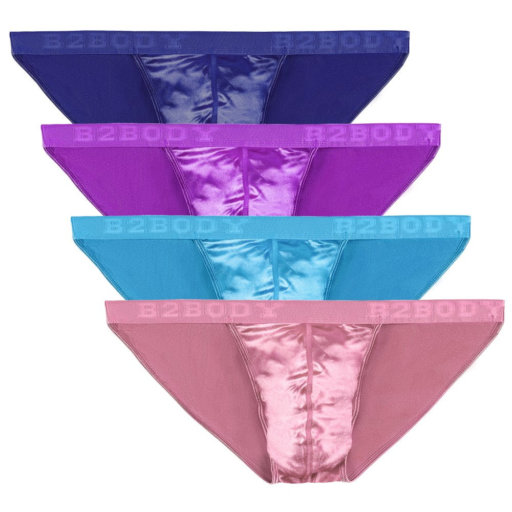 Mens Satin Sport Bikini Small to 3XL Silky Sexy Mens Underwear Multi-Pack