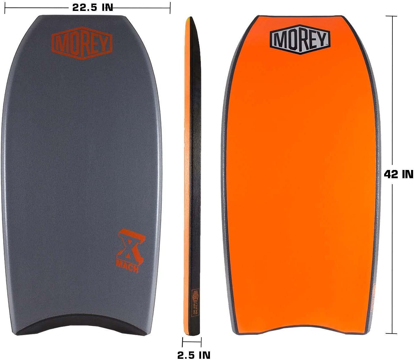 Morey Pro Series Mach 10 | 41 Inch Bodyboard | X-Flex Polypro Core & Mesh | Single Power Rod Stringer | Slick Bulbs & Crescent Tail | Surfboard for Ocean, Sea, River, Pool