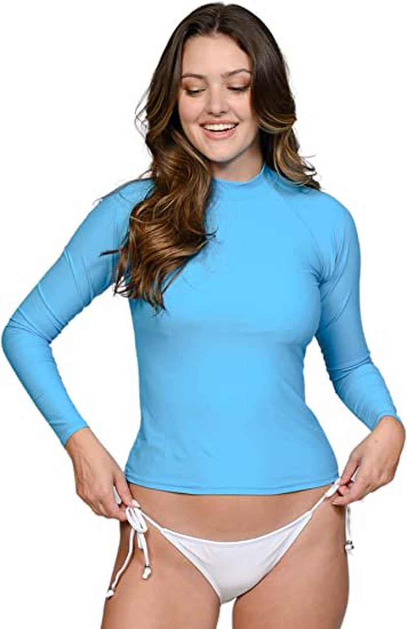 INGEAR Women'S UV Sun Protection Long Sleeve Rash Guard Wetsuit Swimsuit Beach Top Swim, Neon Colors , Stylish Swimwear