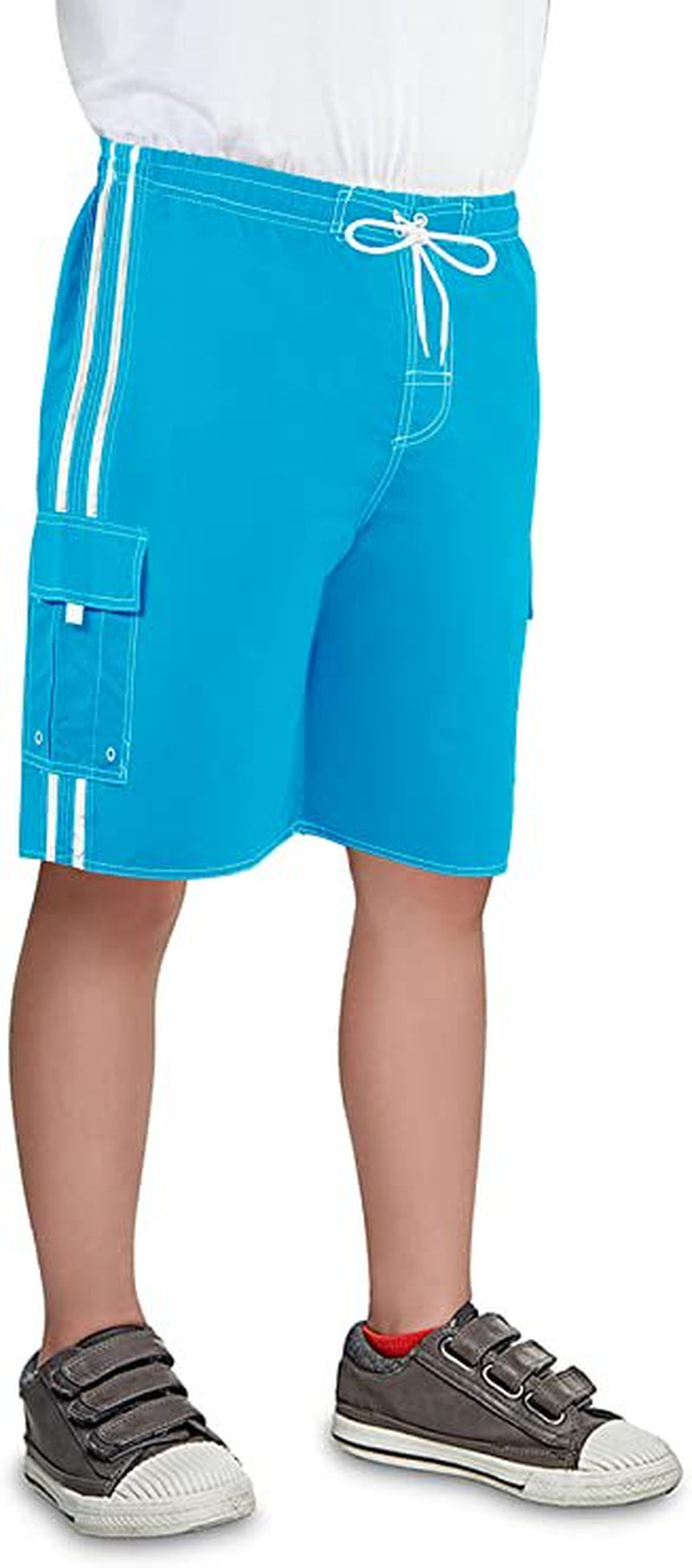 North 15 Big Boy'S Quick Dry Beach Swim Trunks Shorts with Cargo Pokcets-5104B-Blk/Red-14-16