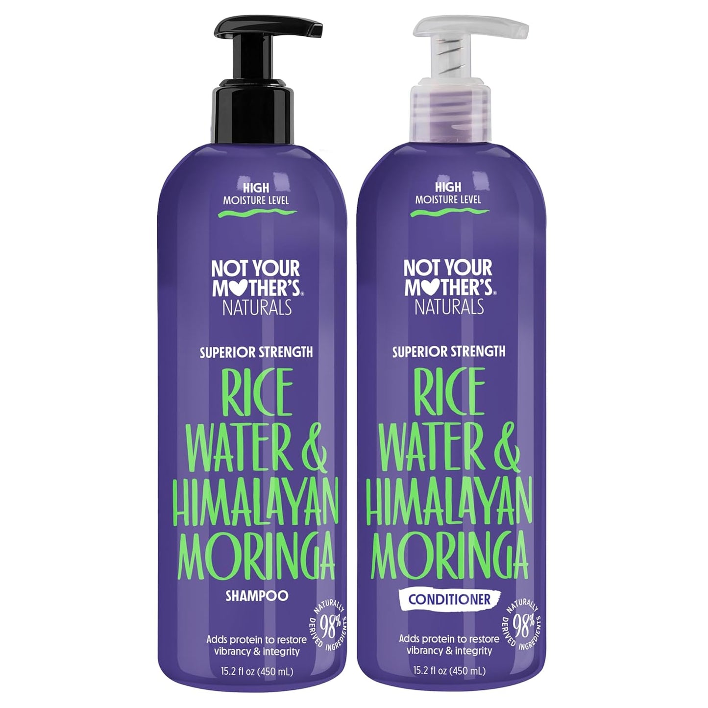 Not Your Mother's Naturals Superior Strength Shampoo & Conditioner Set - 15.2 fl oz - Sulfate-Free Hair Products - Rice Water & Himalayan Moringa