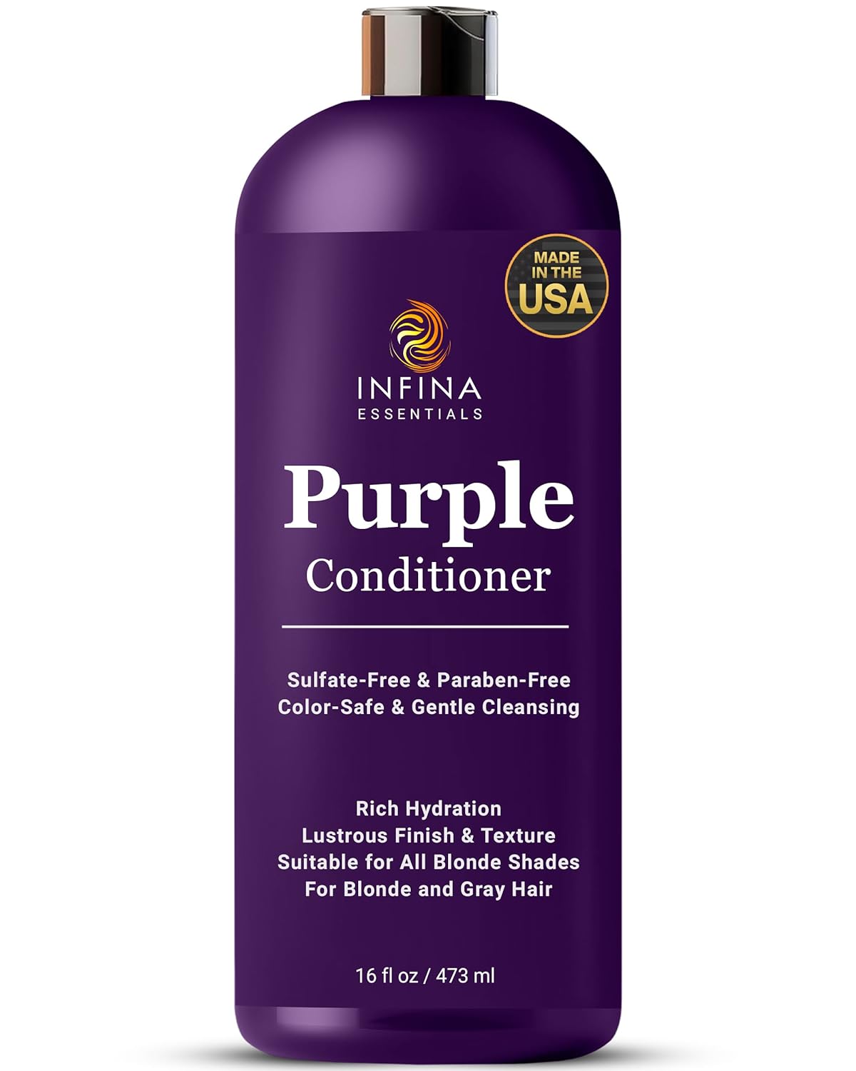 Purple Conditioner for Blonde, Grey, Brassy, Silver & Color Treated Hair - Sulfate Free, Enriched with Coconut Oil, Aloe Vera & Collagen - Blonde Toner Nourishes & Hydrates, 16 fl oz